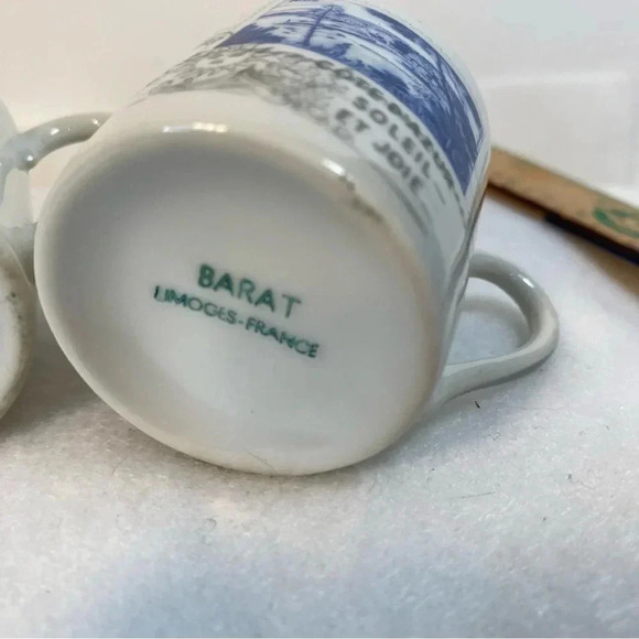 Set 3 Barat Limoges France Stamp Print Demitasse Espresso Cups 2 Inch Zurich - Picture 11 of 14